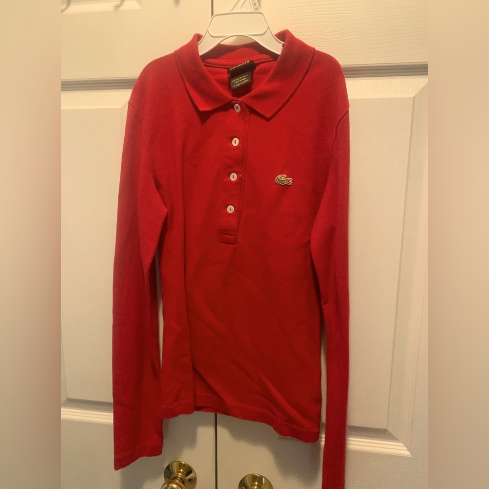 Lacoste Kids Long Sleeve Red Polo